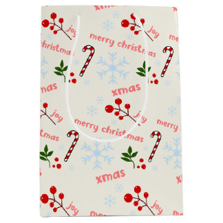 Prettig kerstfeest vrolijk kerstpatroon medium cadeauzakje