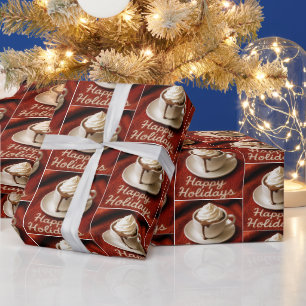 Prettig kerstfeest warme chocolademelk op een deke cadeaupapier