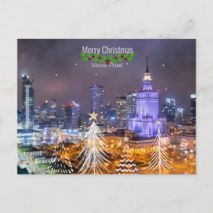 Prettig kerstfeest, Warschau, Polen, Briefkaart