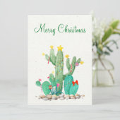 Prettig kerstfeest Waterverf Cactus Woestijn Zuidw Feestdagenkaart (Staand voorkant)