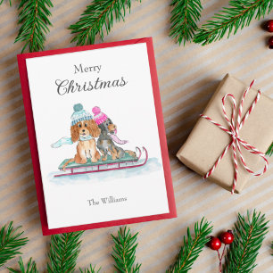 Prettig kerstfeest waterverf Cavalier King Charles Feestdagenkaart