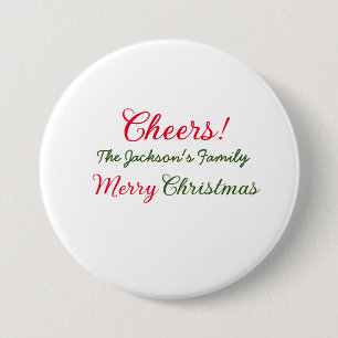 prettig kerstfeest wensen voeg familienaam tekst f ronde button 7,6 cm