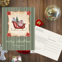 Prettig kerstfeest wenskaart | Vintage slee