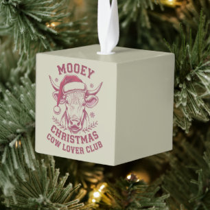Prettig kerstfeest Western Cow Lover Club Kerstsei Kubus Ornament