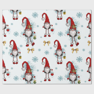 Prettig kerstfeest,whimische rode kabouters cadeaupapier