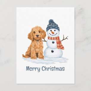 Prettig kerstfeest Winter Goldendoodle Hond Sneeuw Briefkaart