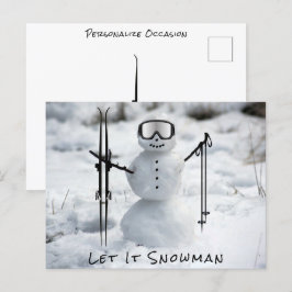 Prettig kerstfeest winters skivakantie briefkaart