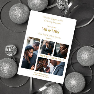 Prettig kerstfeest Wit & Goud Eenvoudig 4 Meerdere Feestdagenkaart