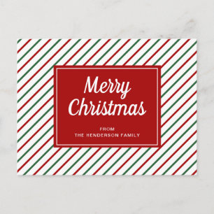Prettig kerstfeest Wit Rode Strepen Briefkaart