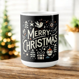 Prettig kerstfeest Witte Grafische Typografie Magische Mok