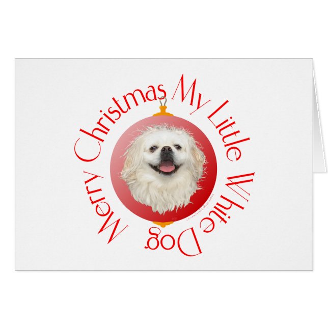 Prettig kerstfeest Witte Pekingees (Voorkant Horizontaal)