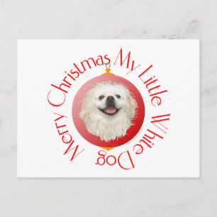 Prettig kerstfeest Witte Pekingees Feestdagenkaart