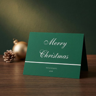 Prettig kerstfeest witte script groene kerstkaart bedankkaart