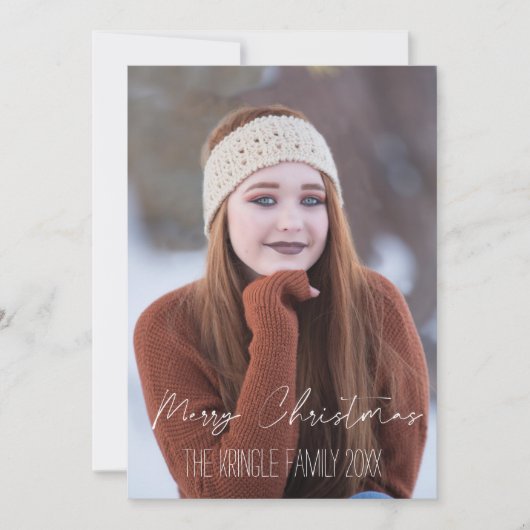 Prettig kerstfeest witte scripttypografie feestdagenkaart (Voorkant)