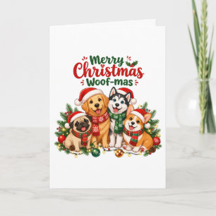 Prettig kerstfeest Woef-mas hondenliefhebbers Kaart