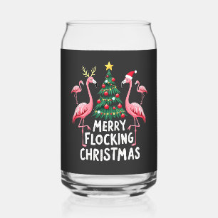 Prettig Kerstfeest Xmas Flamingo Boom Blikvorm Glas