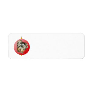 Prettig kerstfeest Yorkshire Terrier Etiket