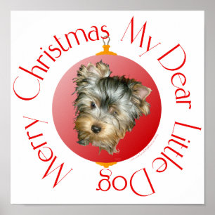 Prettig kerstfeest Yorkshire Terrier Poster