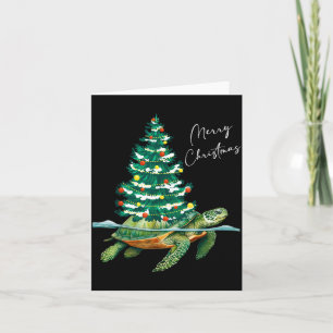Prettig kerstfeest Zeeschildpad Kerstboom Lichtjes Kaart