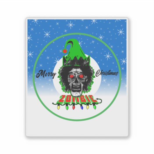 Prettig kerstfeest Zombie Sticker (Voorkant)