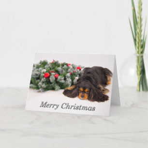 Prettig kerstfeest Zwarte & Bruine King Charles ka Feestdagen Kaart