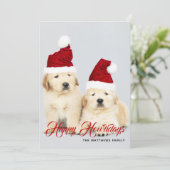 Prettig Kerstfeestijn huisdier hond kerstfoto | Ke Feestdagenkaart (Staand voorkant)