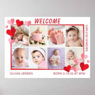 Prettig Kerstkind Geboorte Stats 4 Foto Rood hart Poster