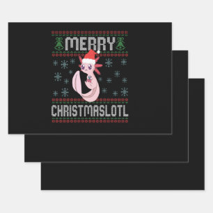Prettig kerstlotl Schattig Axolotl Lelijk T-shirt Inpakpapier Vel