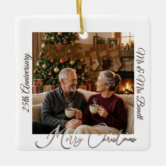 Prettig Kerstmis 25-jarig jubileum Aandenken 3-fot Keramisch Ornament