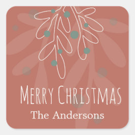 Prettig Kerstmis abstract bloemige familienaam Vierkante Sticker