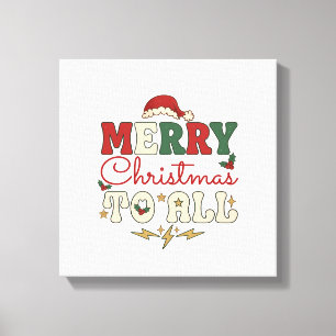 Prettig Kerstmis Alle Kerstman Hoed Bliksem Sterre Canvas Afdruk