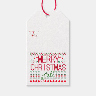 Prettig Kerstmis allemaal lelijk T-shirt ontwerp Cadeaulabel