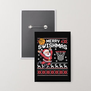Prettig Kerstmis Basketbal Lelijk Kerstmis Kerstmi Button