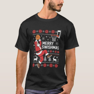 Prettig Kerstmis Basketbal Lelijk Kerstmis Xmas  T-shirt