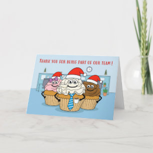 Prettig Kerstmis Bedrijfsteam Cupcakes Kerstmannen Feestdagen Kaart