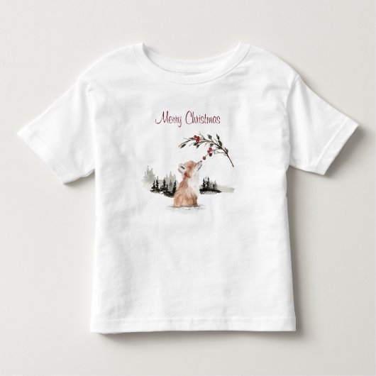 Prettig Kerstmis Bosvos Kinder Shirts (Voorkant)