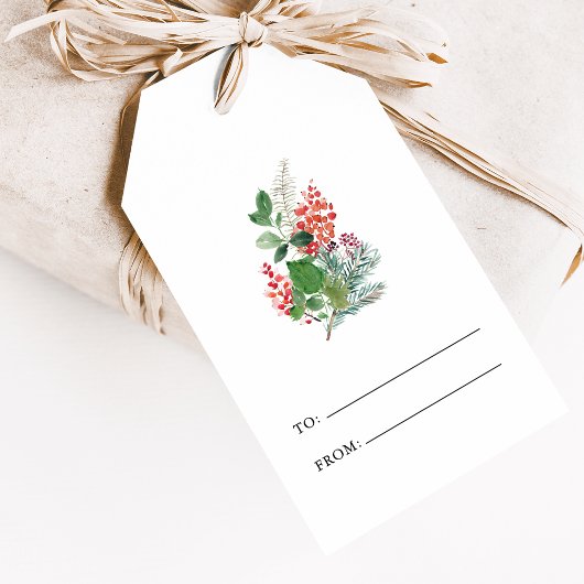 Prettig Kerstmis Botanisch Cadeaulabel