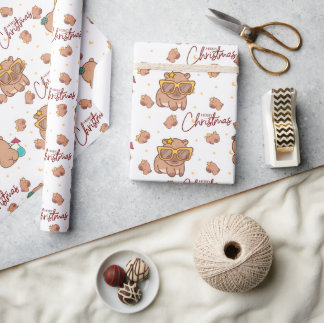 Prettig Kerstmis Capybara Cadeaupapier