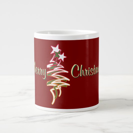 Prettig Kerstmis Dk Rood Extra Grote Beker (Voorkant)