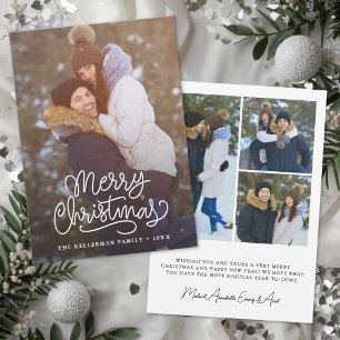 Prettig Kerstmis Elegant Schrift Minimaal Foto Feestdagenkaart