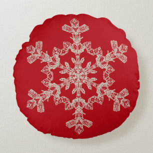 Prettig Kerstmis Elegante Sneeuwvlok Vakantie Wint Rond Kussen
