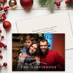 Prettig Kerstmis Familie Foto Elegante Kerstmis Feestdagenkaart