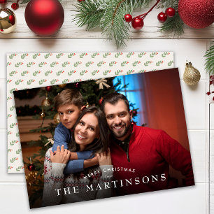 Prettig Kerstmis Familie Foto Elegante Kerstmis Feestdagenkaart