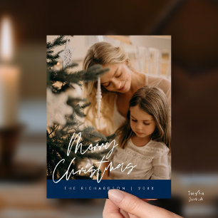 Prettig Kerstmis Familie Foto Elegante Typografie Briefkaart