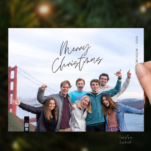 Prettig Kerstmis Familie Foto, Modern Minimaal Briefkaart