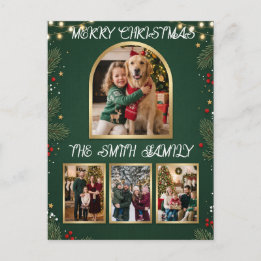 Prettig Kerstmis Familie Fotocollage Vakantie Briefkaart