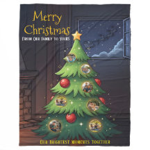 Prettig Kerstmis Familiebomen Foto Deken – Persoon