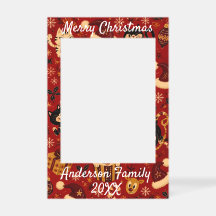 Prettig Kerstmis Geruit Karmozijn Kerstmis Familie