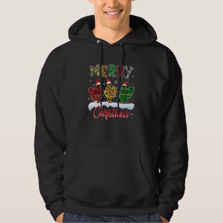 Prettig Kerstmis Geruite Kerstman Kippen Lichtjes Hoodie