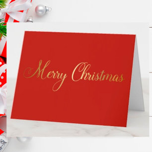 Prettig Kerstmis Goud Rood Eenvoudig Elegant Feestdagen Kaart